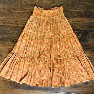 FREE PEOPLE BURNT AMBER FLORAL MAXI SKIRT // XS